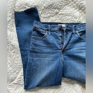 Madewell Women's Button-Fly The Perfect Crop Ankle Jeans in Medium Blue 27